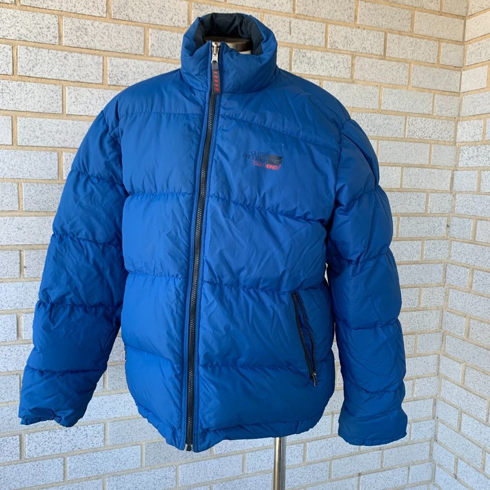 H&M SPORT OUTER FRONTIERS REVESABLE PUFFER JACKET MENS SIZE L 60% DOWN 40% FEATH